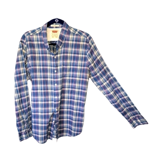 LEVI'S Mens Sz XL Slim Fit Plaid Long Sleeve Casual Button Up Shirt T19 - Picture 1 of 7